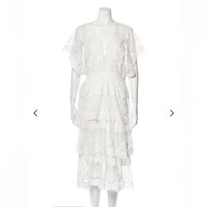 FARM Rio White Lace Midi Dress